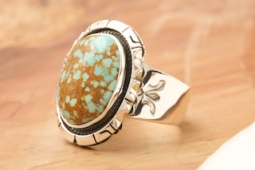 Native American Jewelry Genuine Number 8 Mine Turquoise Ring